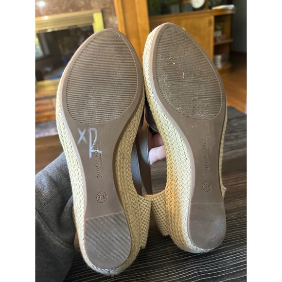 Gentle Souls Kenneth Cole Luci Metallic Peep-Toe Espadrille Sandals Sz. 9.5 - Picture 2 of 9